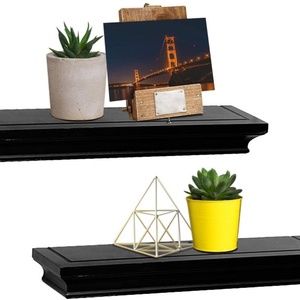 2 Black floating wall shelves